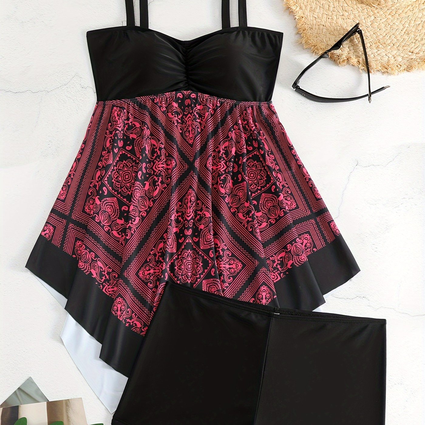 Plus Size Women's Printed One-Piece Swimsuit, Sexy Print Swimwear