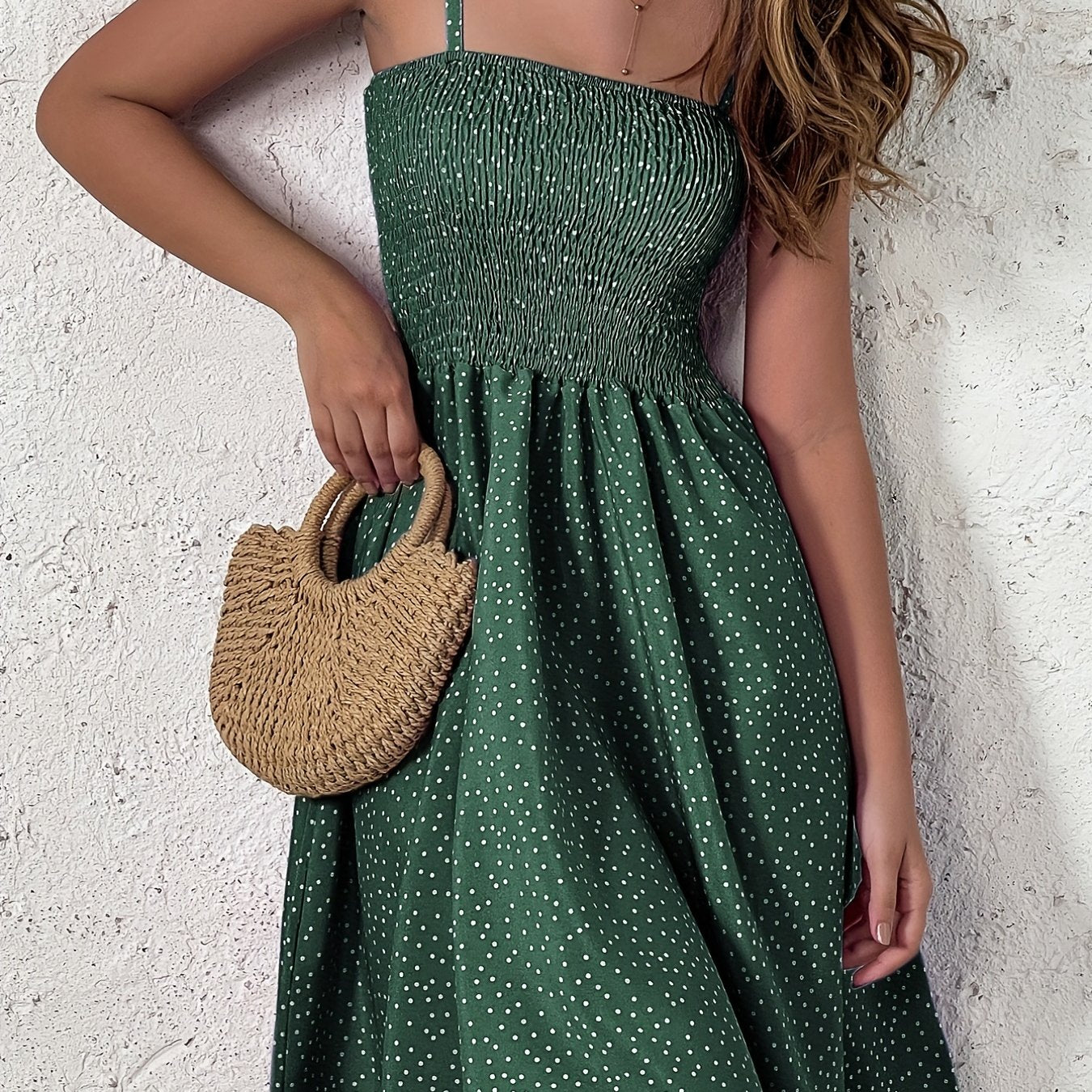 Polka Dot Cami Dress, Backless Casual Dress For Summer & Spring, Women's Clothing
