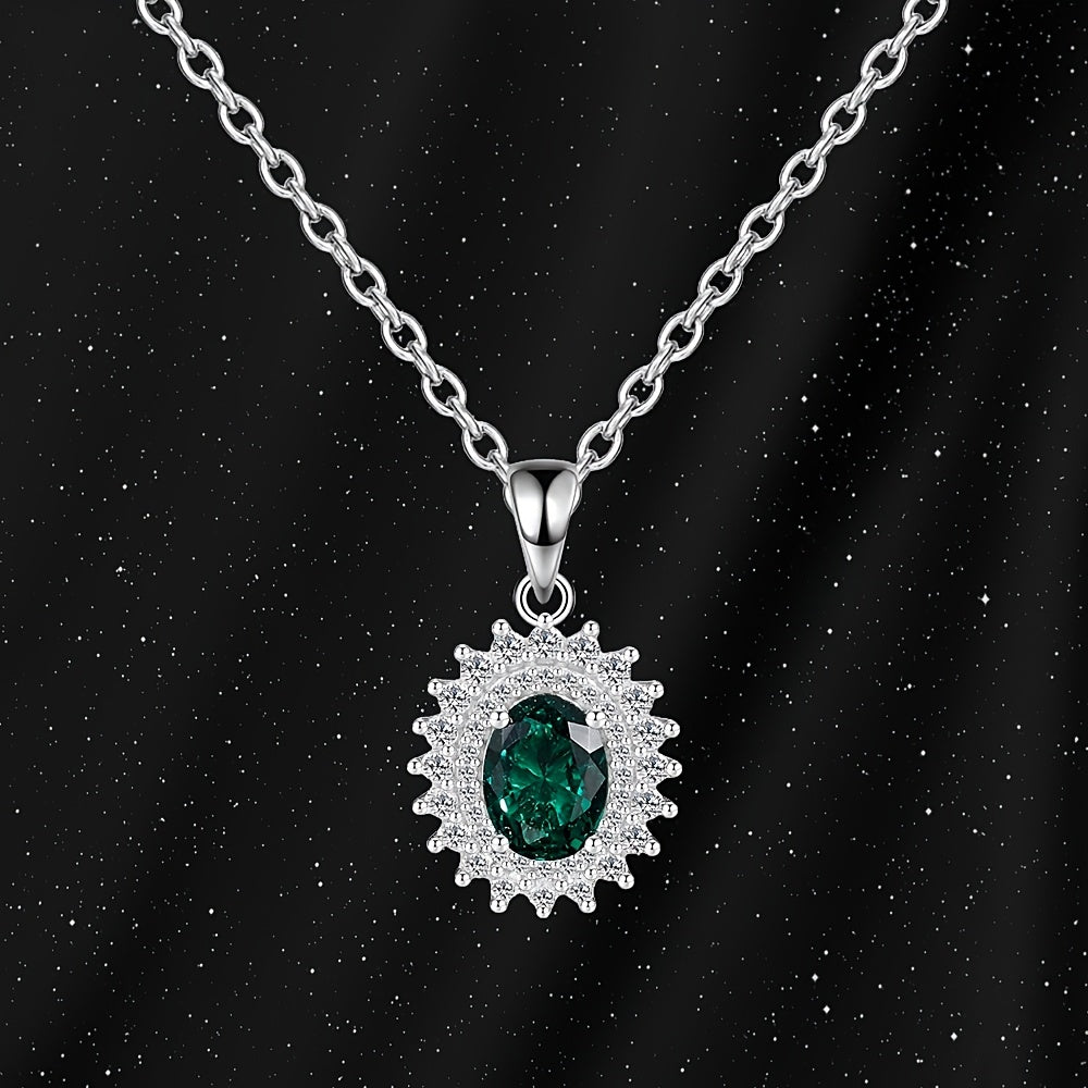 925 Silver Synthetic Emerald Jewelry Necklace Men Women Fashion Necklace Gift For Him/Her Daily Party Wear Bridesmaid Gift Special Moment Valentine'S Day Gift Graduation Gift For Man Woman