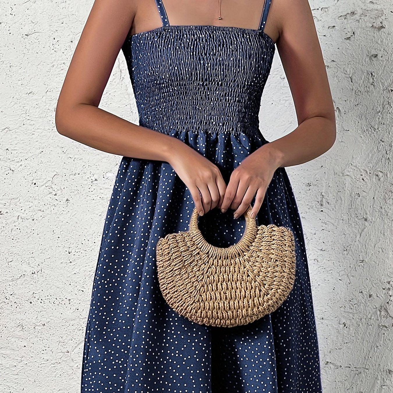Polka Dot Cami Dress, Backless Casual Dress For Summer & Spring, Women's Clothing