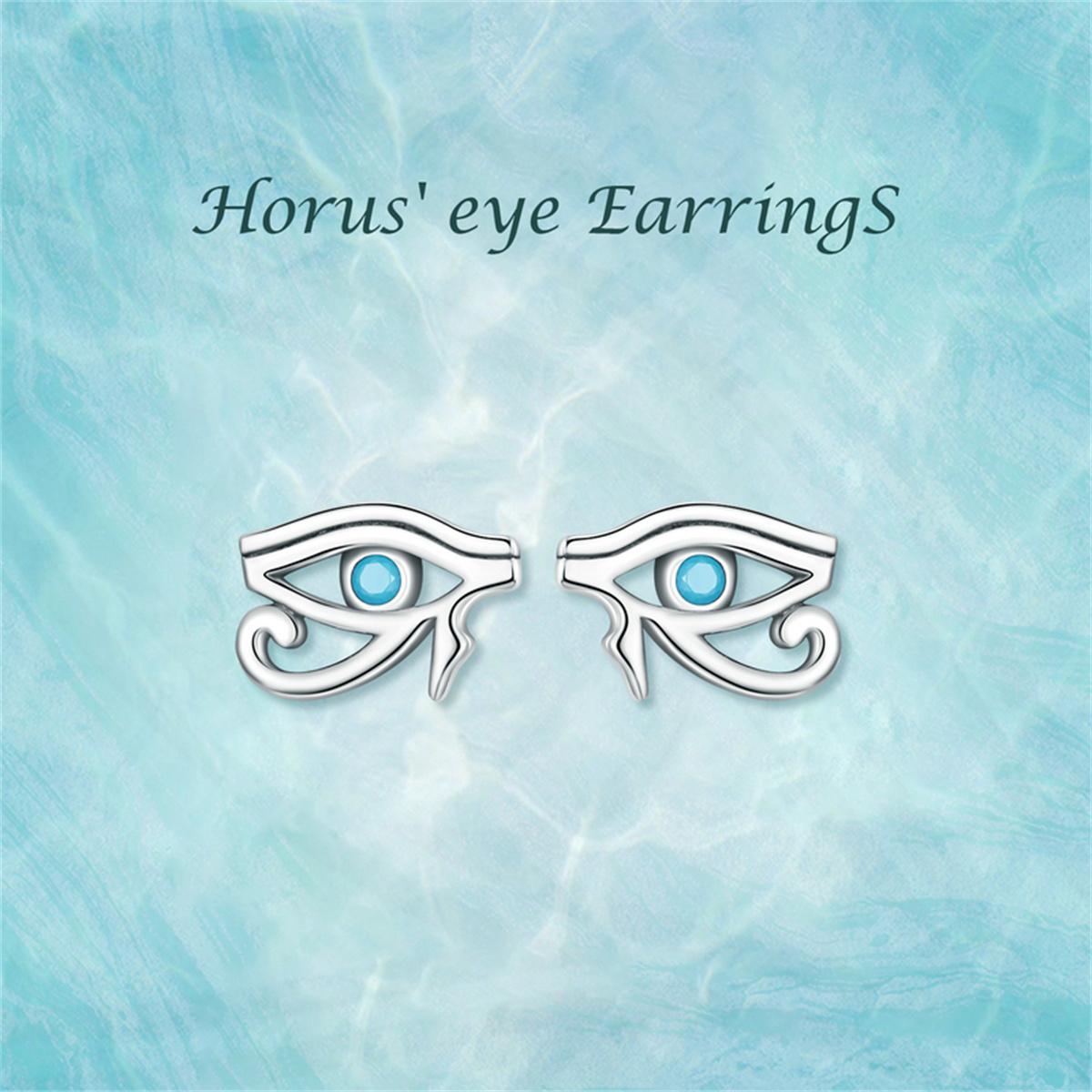 2.2g PANPOKI Luxury 925 Sterling Silvery Simple Style Eye of Horus Ear Buckle Zirconia Stud Earrings for Women Fashion Jewelry Gift, Simple Style, Luxury Style, Religious Symbols Theme