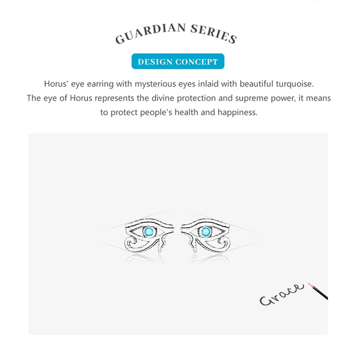 2.2g PANPOKI Luxury 925 Sterling Silvery Simple Style Eye of Horus Ear Buckle Zirconia Stud Earrings for Women Fashion Jewelry Gift, Simple Style, Luxury Style, Religious Symbols Theme