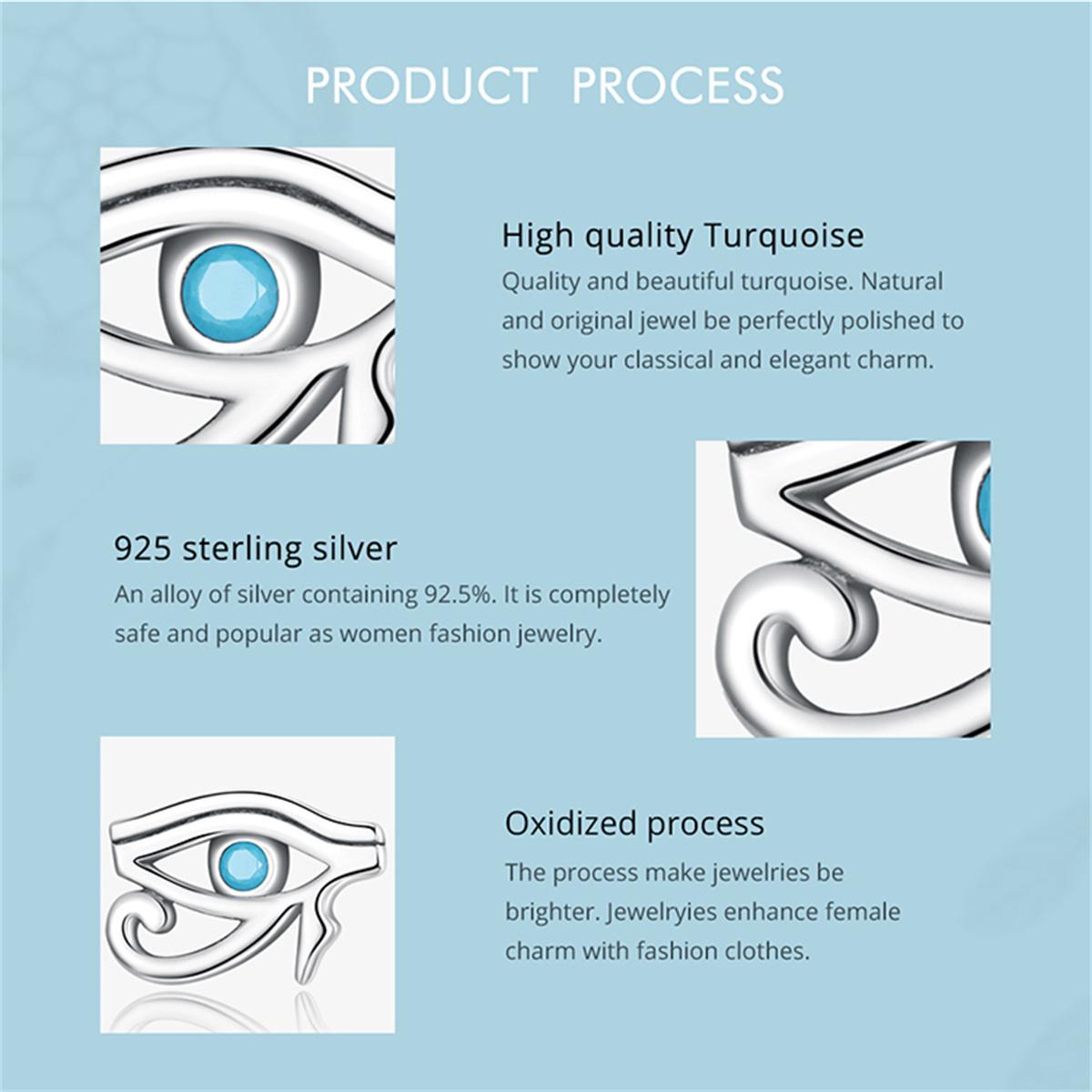 2.2g PANPOKI Luxury 925 Sterling Silvery Simple Style Eye of Horus Ear Buckle Zirconia Stud Earrings for Women Fashion Jewelry Gift, Simple Style, Luxury Style, Religious Symbols Theme
