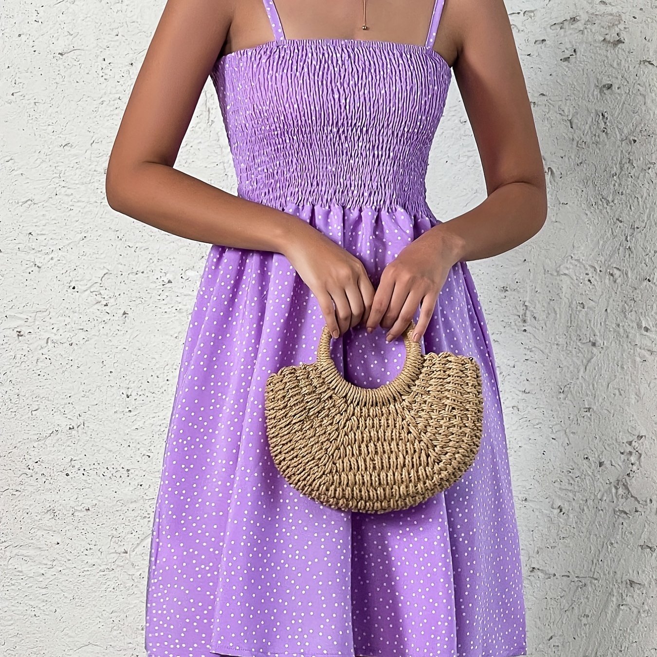 Polka Dot Cami Dress, Backless Casual Dress For Summer & Spring, Women's Clothing