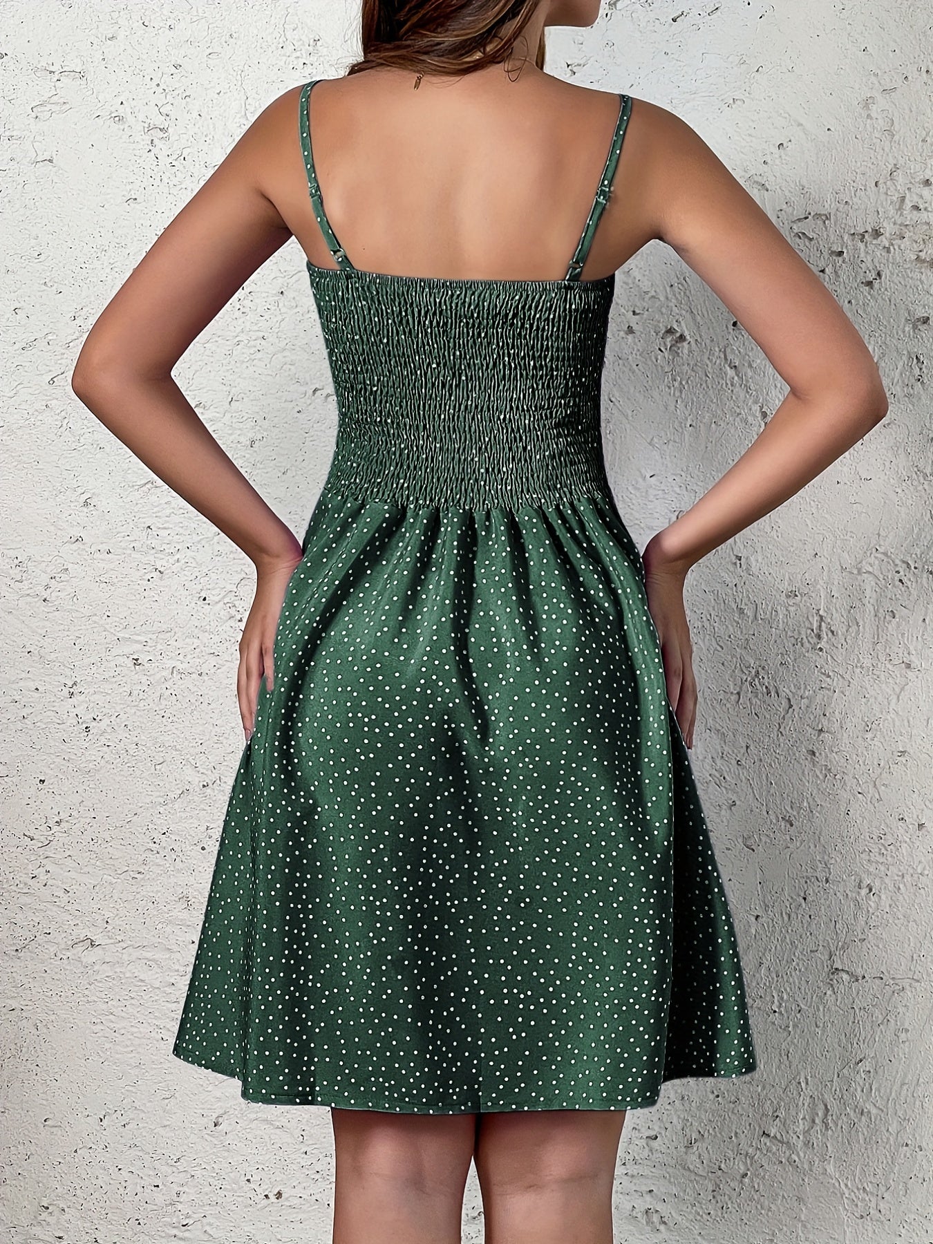 Polka Dot Cami Dress, Backless Casual Dress For Summer & Spring, Women's Clothing