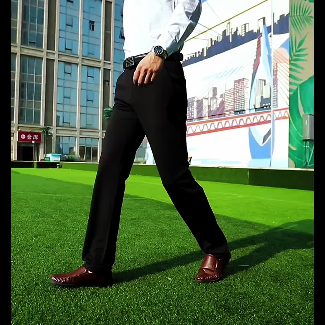 Classic Design Dress Pants, Men's Formal Solid Color Slightly Stretch Dress Pants For Spring Summer Business, Old Money Style