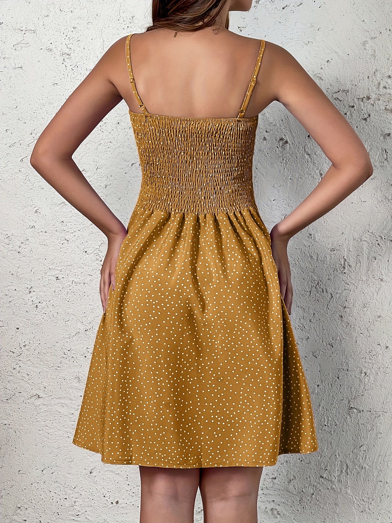 Polka Dot Cami Dress, Backless Casual Dress For Summer & Spring, Women's Clothing