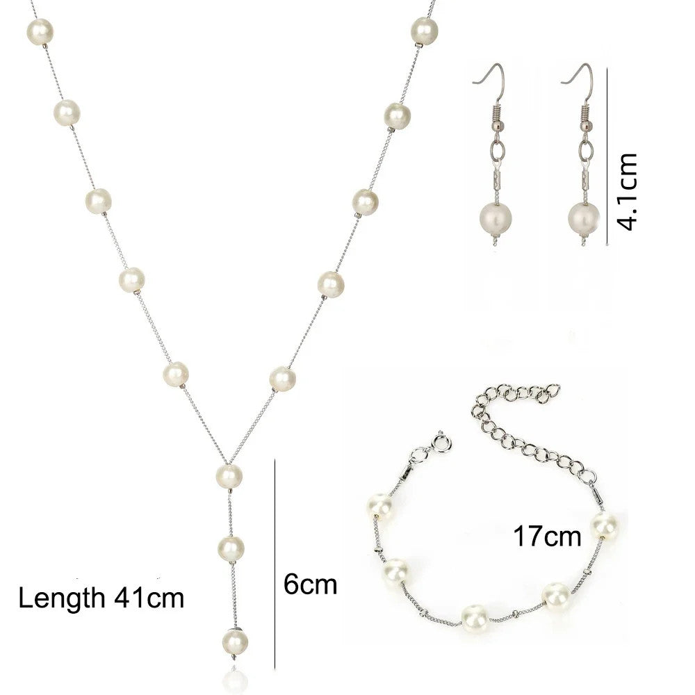 4Pcs/set Korean Edition Jewelry Sweet and Elegant Pearl Simple Temperament Neckl