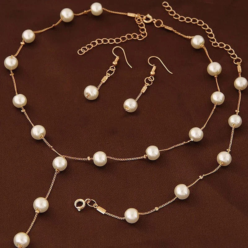 4Pcs/set Korean Edition Jewelry Sweet and Elegant Pearl Simple Temperament Neckl
