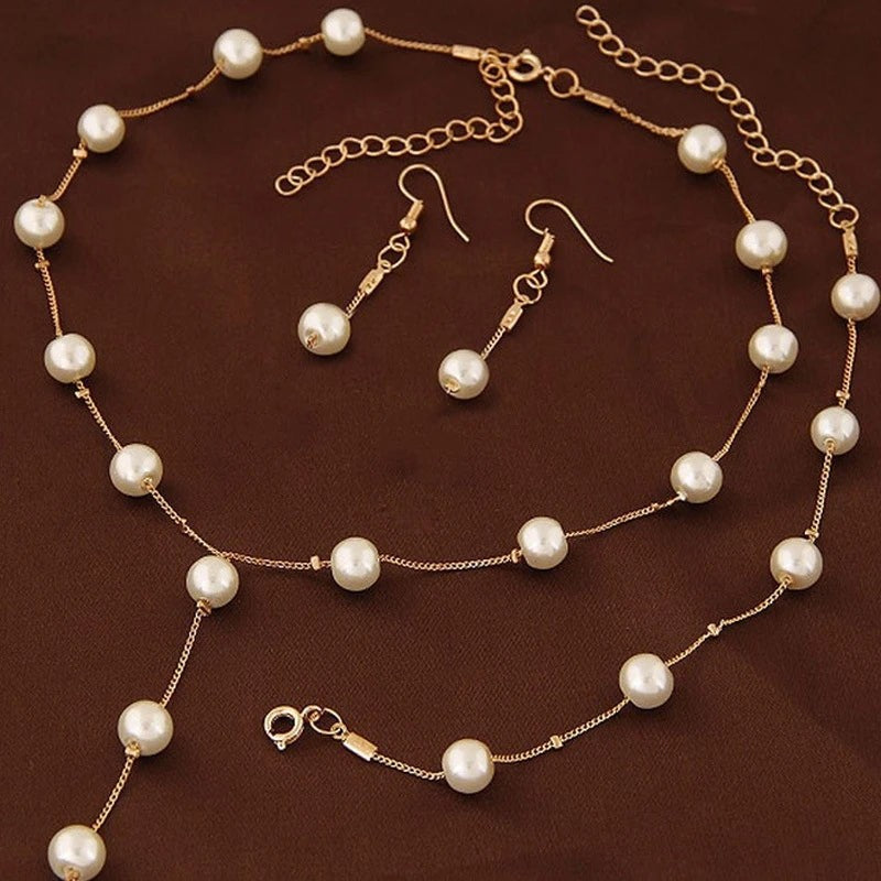 4Pcs/set Korean Edition Jewelry Sweet and Elegant Pearl Simple Temperament Neckl