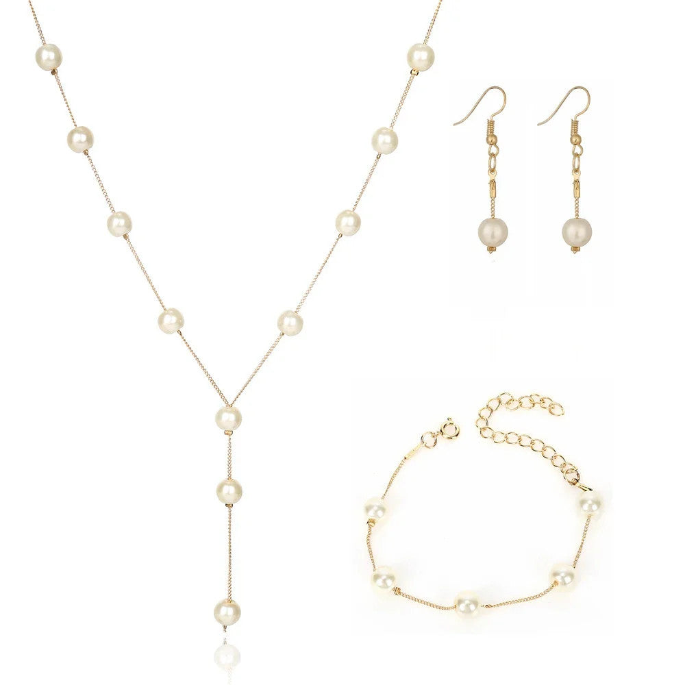 4Pcs/set Korean Edition Jewelry Sweet and Elegant Pearl Simple Temperament Neckl