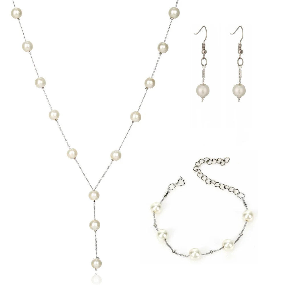 4Pcs/set Korean Edition Jewelry Sweet and Elegant Pearl Simple Temperament Neckl