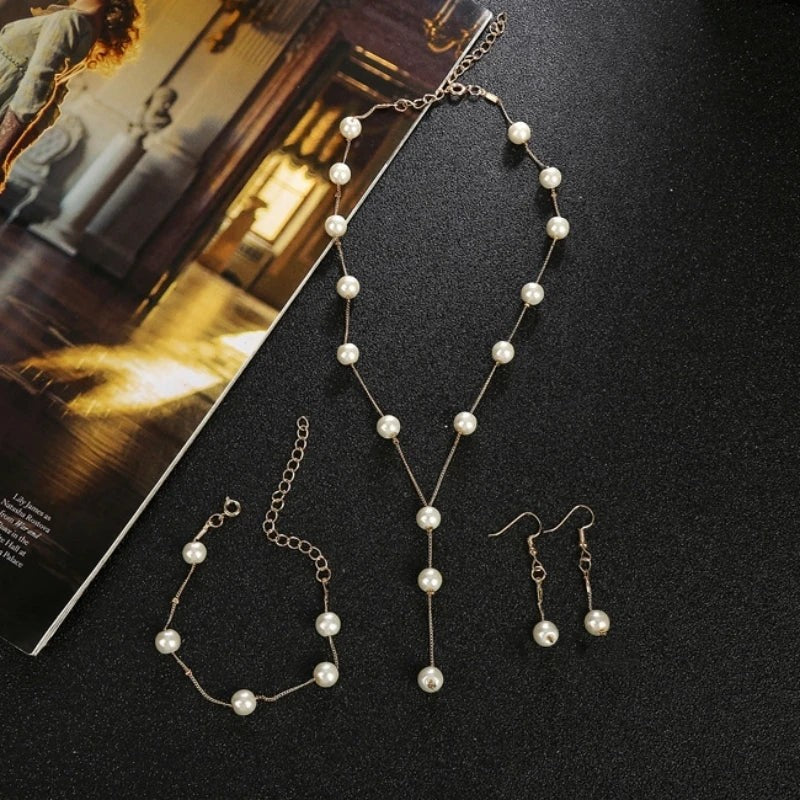 4Pcs/set Korean Edition Jewelry Sweet and Elegant Pearl Simple Temperament Neckl