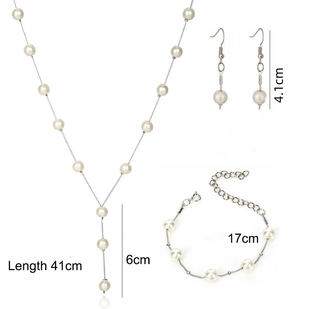 4Pcs/set Korean Edition Jewelry Sweet and Elegant Pearl Simple Temperament Neckl