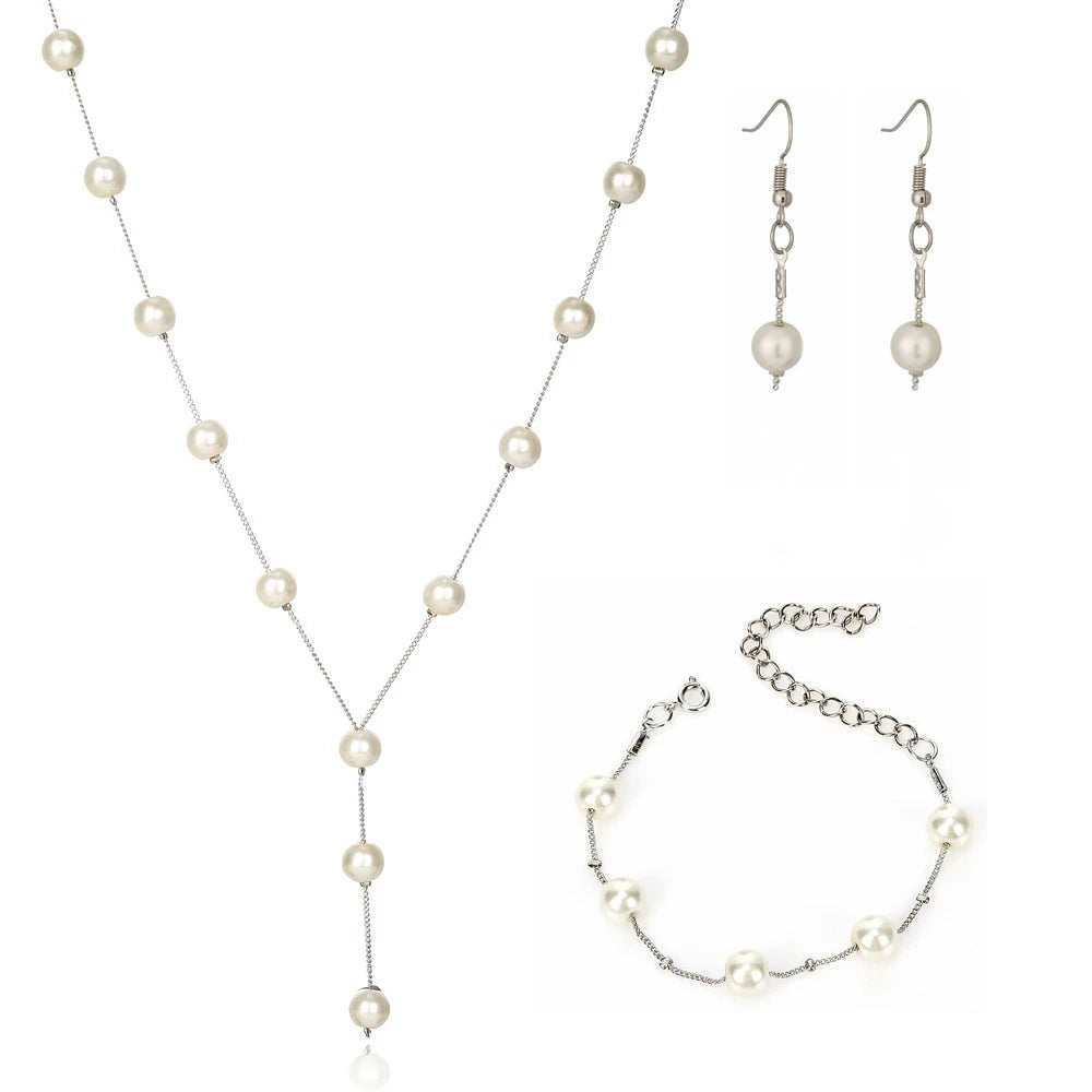 4Pcs/set Korean Edition Jewelry Sweet and Elegant Pearl Simple Temperament Neckl