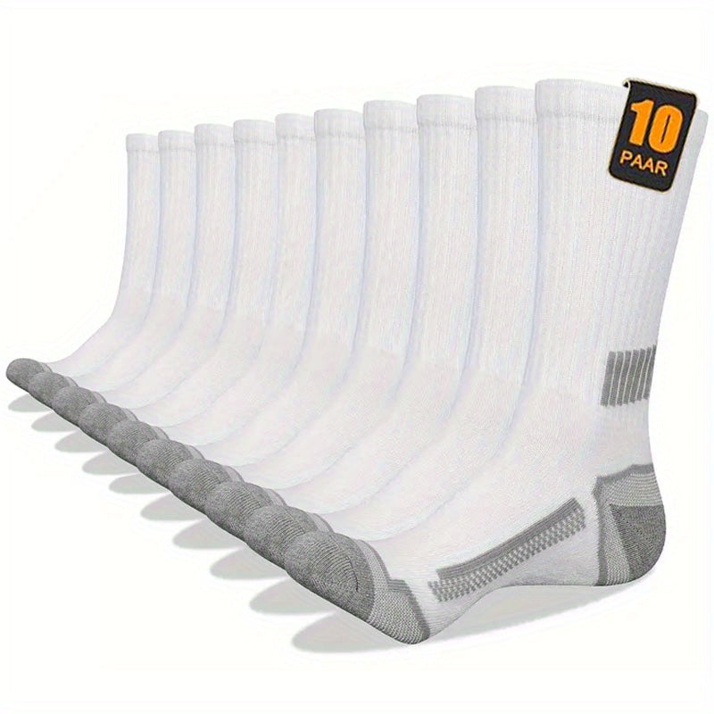 10 Pairs Men'S Athletic Socks - Heavy-Duty Cushioned Heel & Toe, Arch Support, Non-Slip Grip - Breathable Knit Construction - Athletic, Gym, Everyday Casual Socks - Bulk Pack (10 Pairs) - Ideal for Sports, Running, Work - All