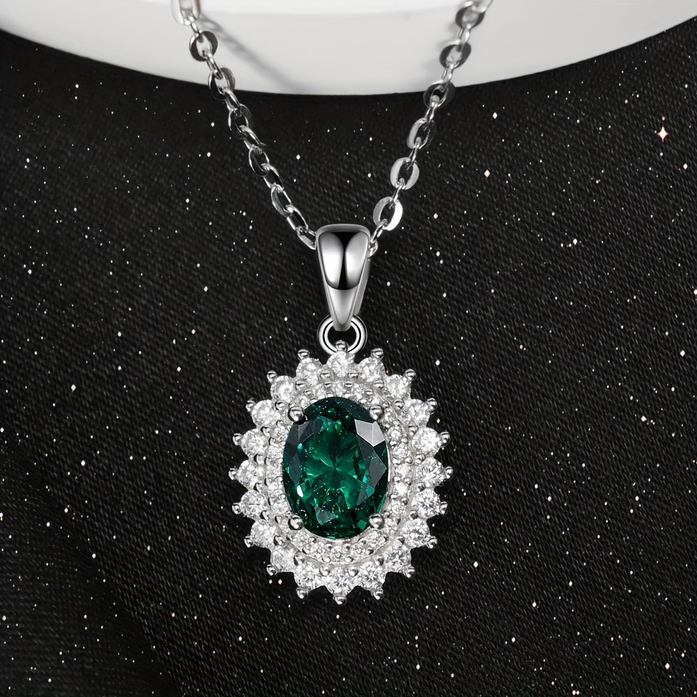 925 Silver Synthetic Emerald Jewelry Necklace Men Women Fashion Necklace Gift For Him/Her Daily Party Wear Bridesmaid Gift Special Moment Valentine'S Day Gift Graduation Gift For Man Woman