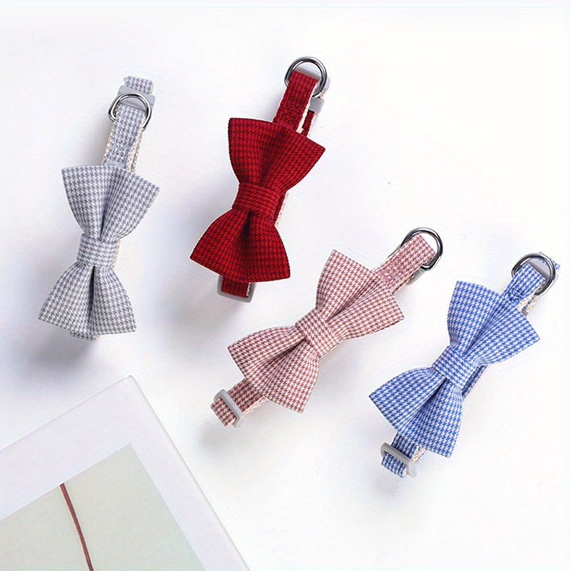 1pc Adjustable Plaid Cat Collar with Bow Tie - Perfect for Holiday Dress Up and Everyday Wear