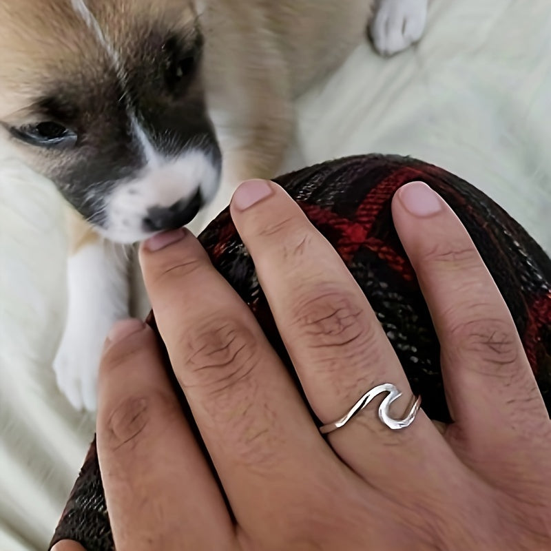1pc Elegant Simple Wave Design 925 Sterling Silver Ring for Women, Fashion Personalized Wave Band, Suitable for Daily Wear and Parties, 1.6g Jewelry Gift