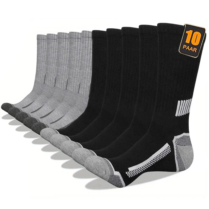 10 Pairs Men'S Athletic Socks - Heavy-Duty Cushioned Heel & Toe, Arch Support, Non-Slip Grip - Breathable Knit Construction - Athletic, Gym, Everyday Casual Socks - Bulk Pack (10 Pairs) - Ideal for Sports, Running, Work - All