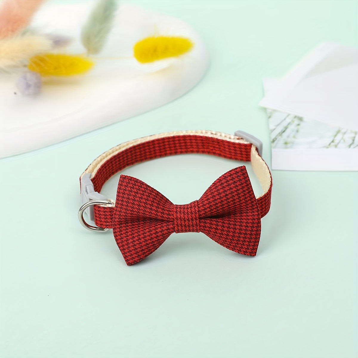 1pc Adjustable Plaid Cat Collar with Bow Tie - Perfect for Holiday Dress Up and Everyday Wear