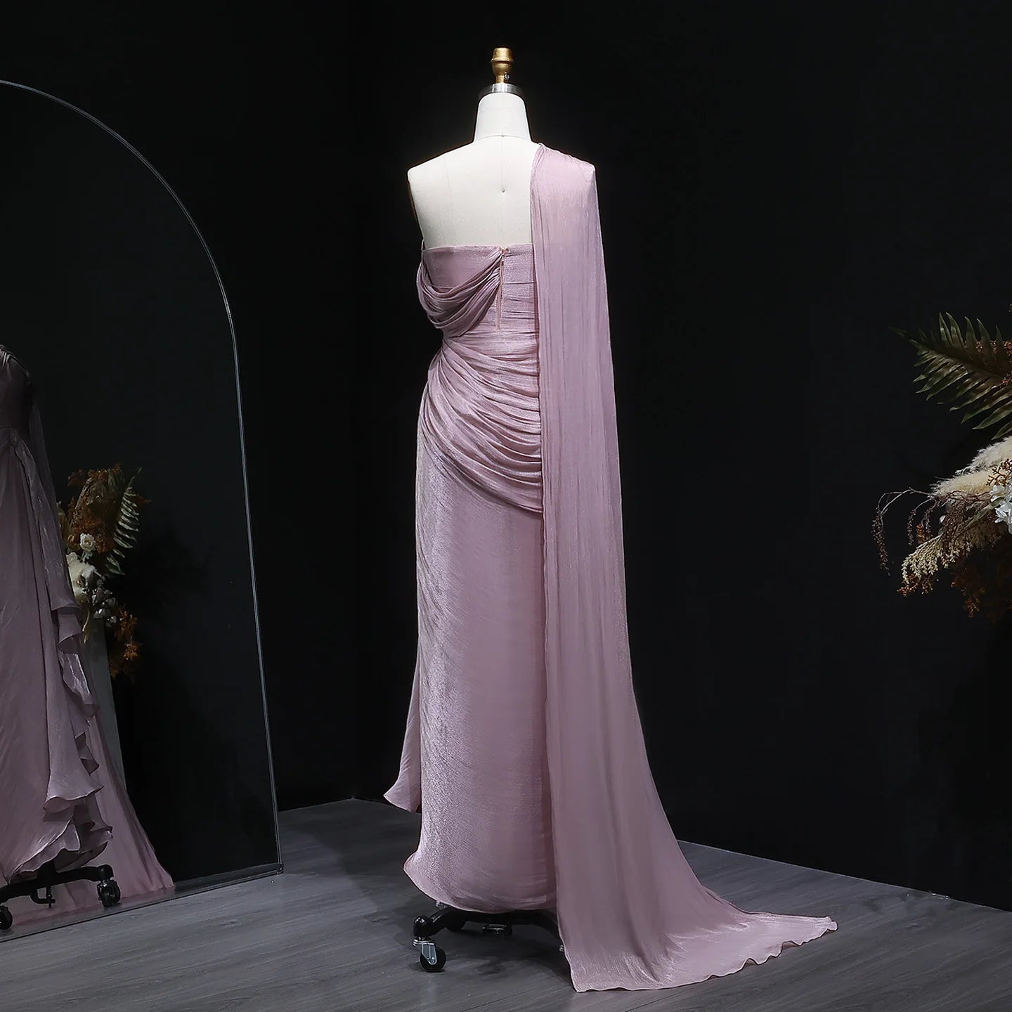 Sharon Said Elegant Lilac One-Should Dubai Evening Dress with Draped Cape Arabic for Women Wedding Dress Gown SF199 Customized