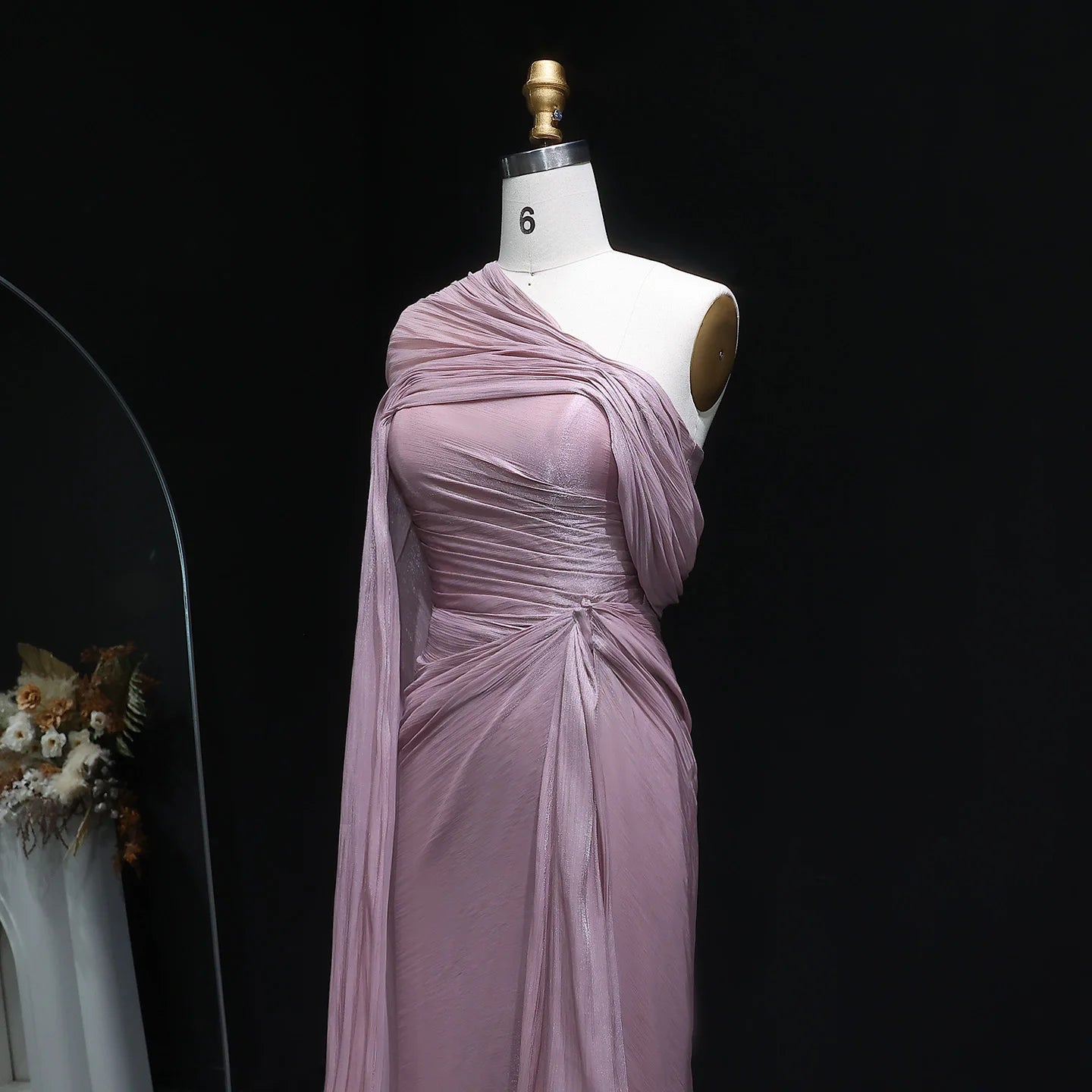 Sharon Said Elegant Lilac One-Should Dubai Evening Dress with Draped Cape Arabic for Women Wedding Dress Gown SF199 Customized