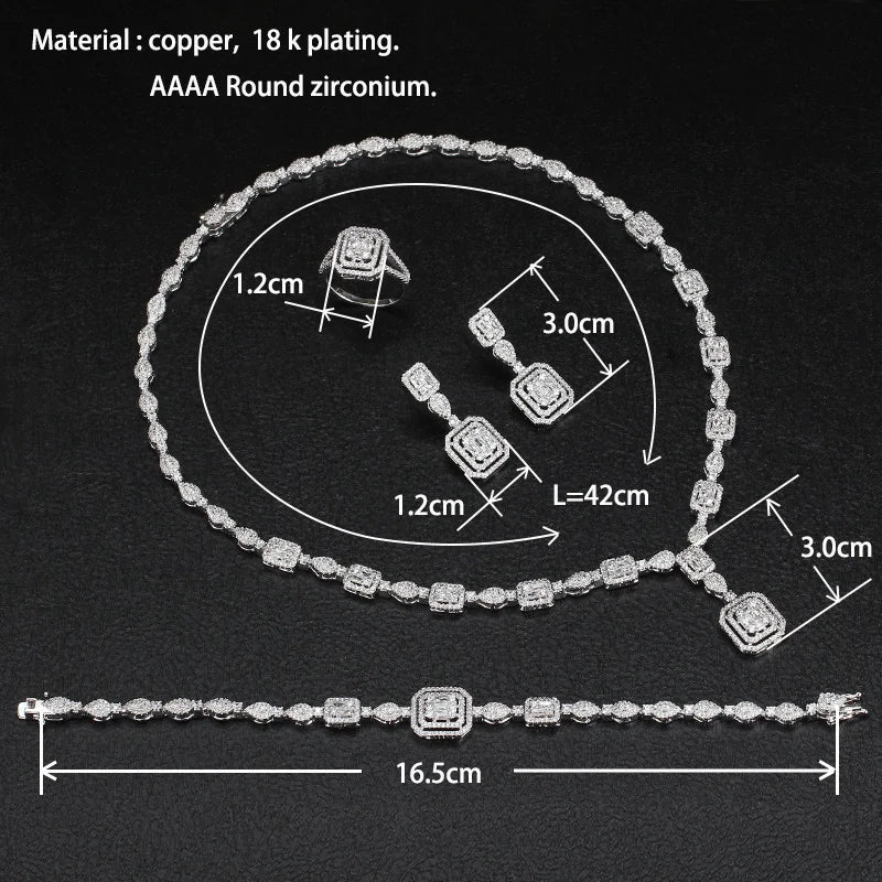 Bridal jewelry set, ladies' earrings and necklace set, rhinestone and crystal wedding jewelry set, 3 pieces of gifts