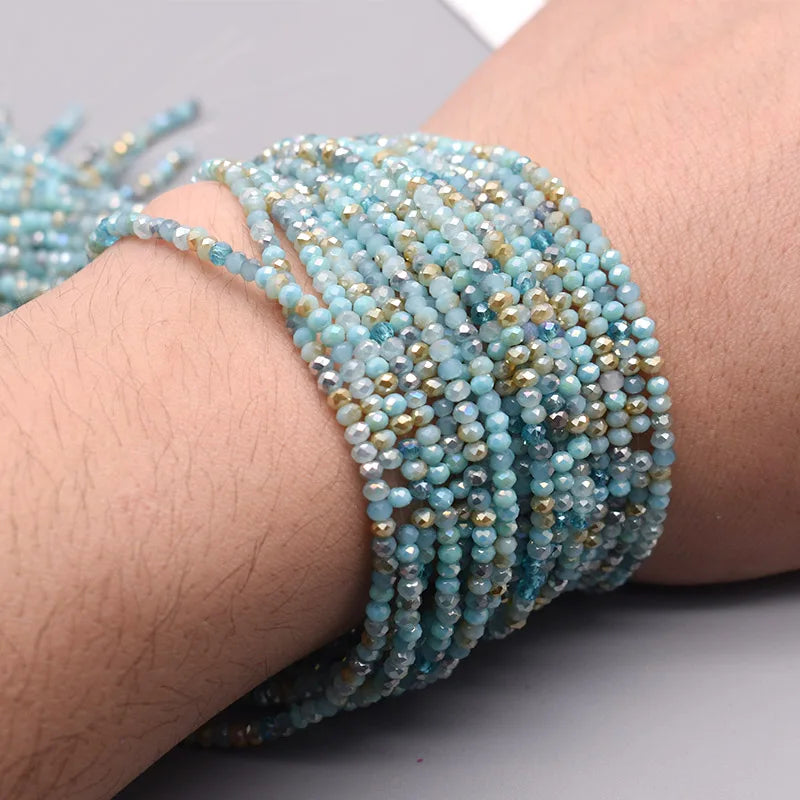 New 2mm 162pcs Faceted Crystal Glass Beads Seed Rondelle Crystal Loose Spacer Beads for Jewelry Making DIY Necklace Bracelet