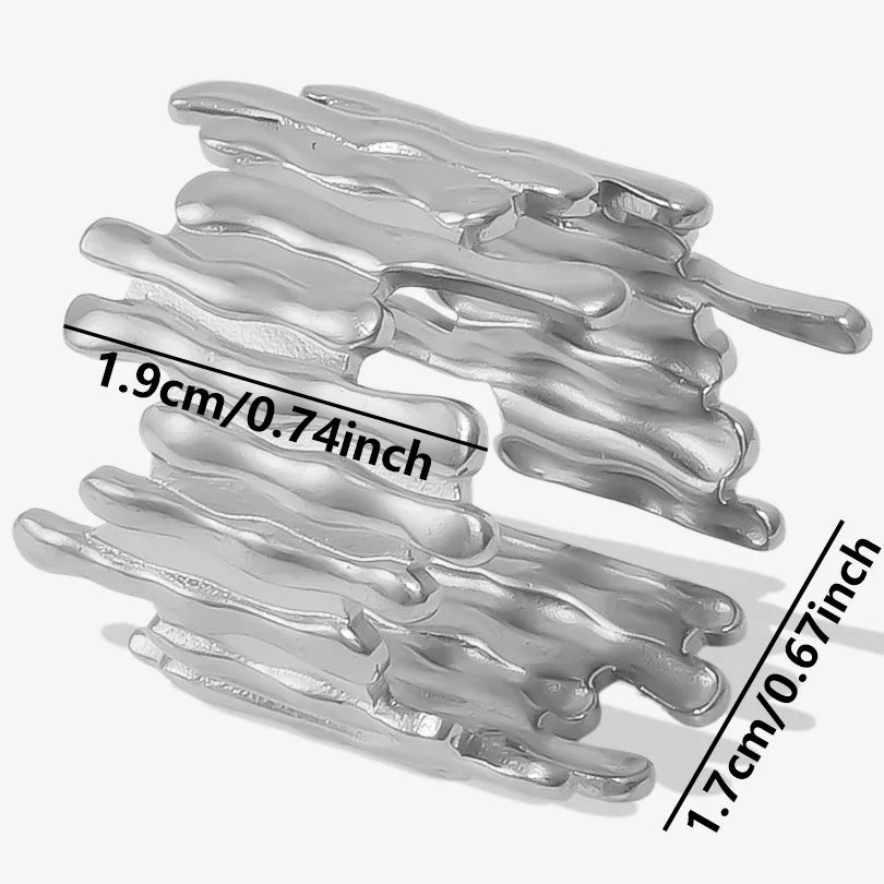 6Pcs/Lot Stainless Steel Exaggerated Irregular Hammered Chunky Open Rings Vintage Personality Hollow Layered Men Anillos Jewelry