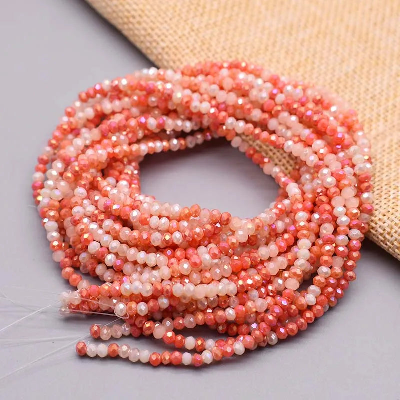 New 2mm 162pcs Faceted Crystal Glass Beads Seed Rondelle Crystal Loose Spacer Beads for Jewelry Making DIY Necklace Bracelet