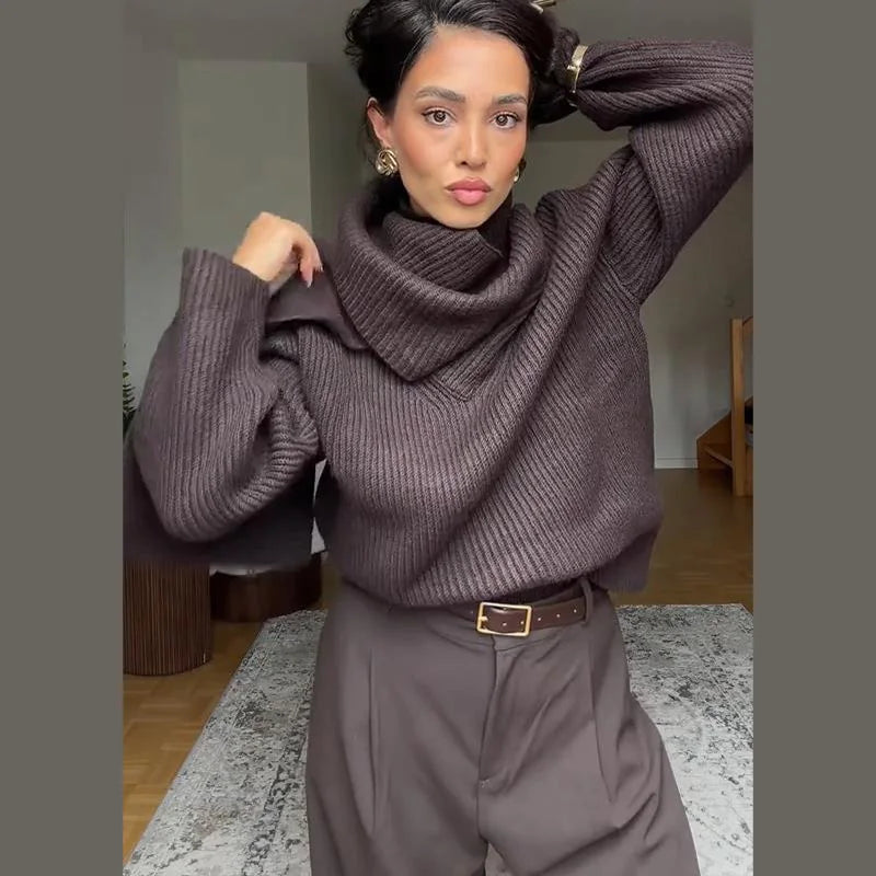 Spring New Chunky Knit Sweater Top for Women Vintage Casual Streetwear Loose Long Sleeve Pullover Jumper Fashion Knitted Tops