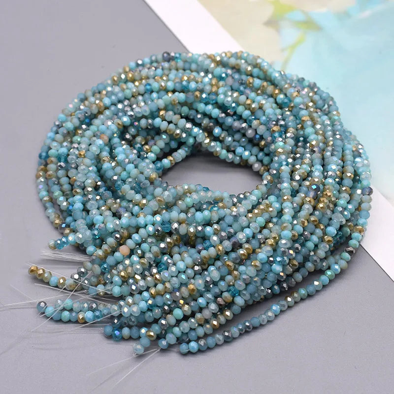New 2mm 162pcs Faceted Crystal Glass Beads Seed Rondelle Crystal Loose Spacer Beads for Jewelry Making DIY Necklace Bracelet
