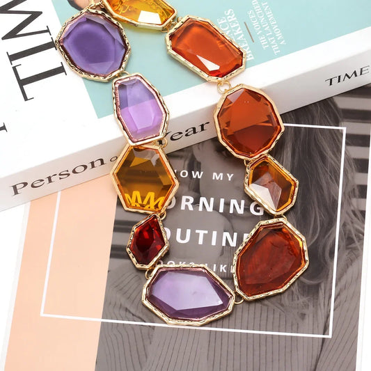 New Irregular Geometry Transparent Resin Necklace Women's Elegant and Cute Sweater Chain Banquet Jewelry Accessories