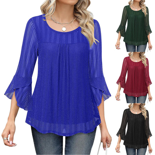 Solid Casual Loose Blouses For Women Fashion 2025 Summer Vintage Women's Oversized Shirts And Blouses Elegant Youth Female Tops