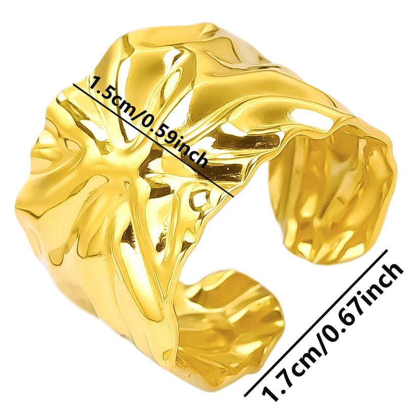 6Pcs/Lot Stainless Steel Exaggerated Irregular Hammered Chunky Open Rings Vintage Personality Hollow Layered Men Anillos Jewelry