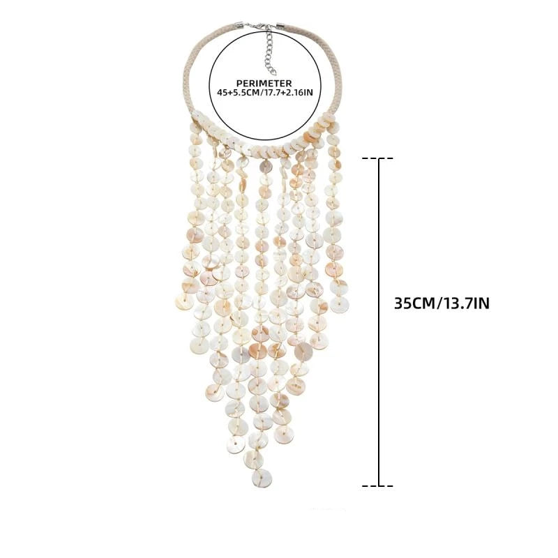 Bead Handmade Woven Shell Tassel Necklace Summer Beach Style Multi-layered Collarbone Chain Women's Fashion Jewelry Accessories