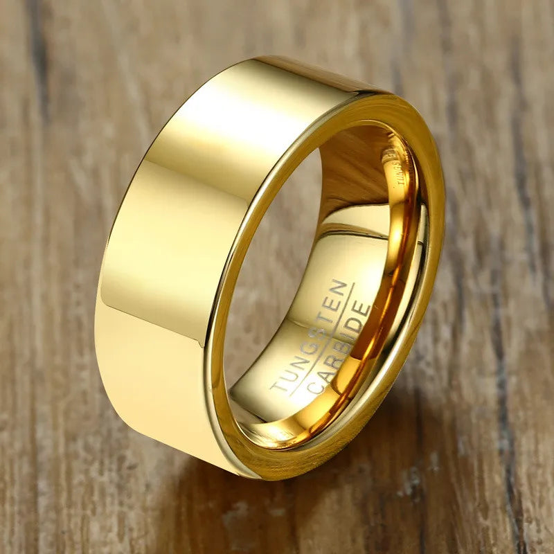 Tigrade 2/4/6/8mm Men Gold Color Ring Tungsten Carbide Male Female Wedding Bands Anillos Mujer Anels Luxury Rings