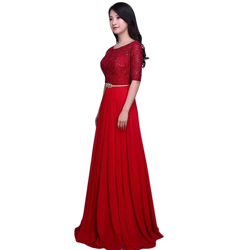 Dongcmy 2025 Fashion Evening Dress Lace Bridal Married Red Long Robe Soiree Formal Vestidos Longo Customized Dresses