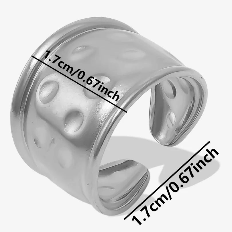 6Pcs/Lot Stainless Steel Exaggerated Irregular Hammered Chunky Open Rings Vintage Personality Hollow Layered Men Anillos Jewelry