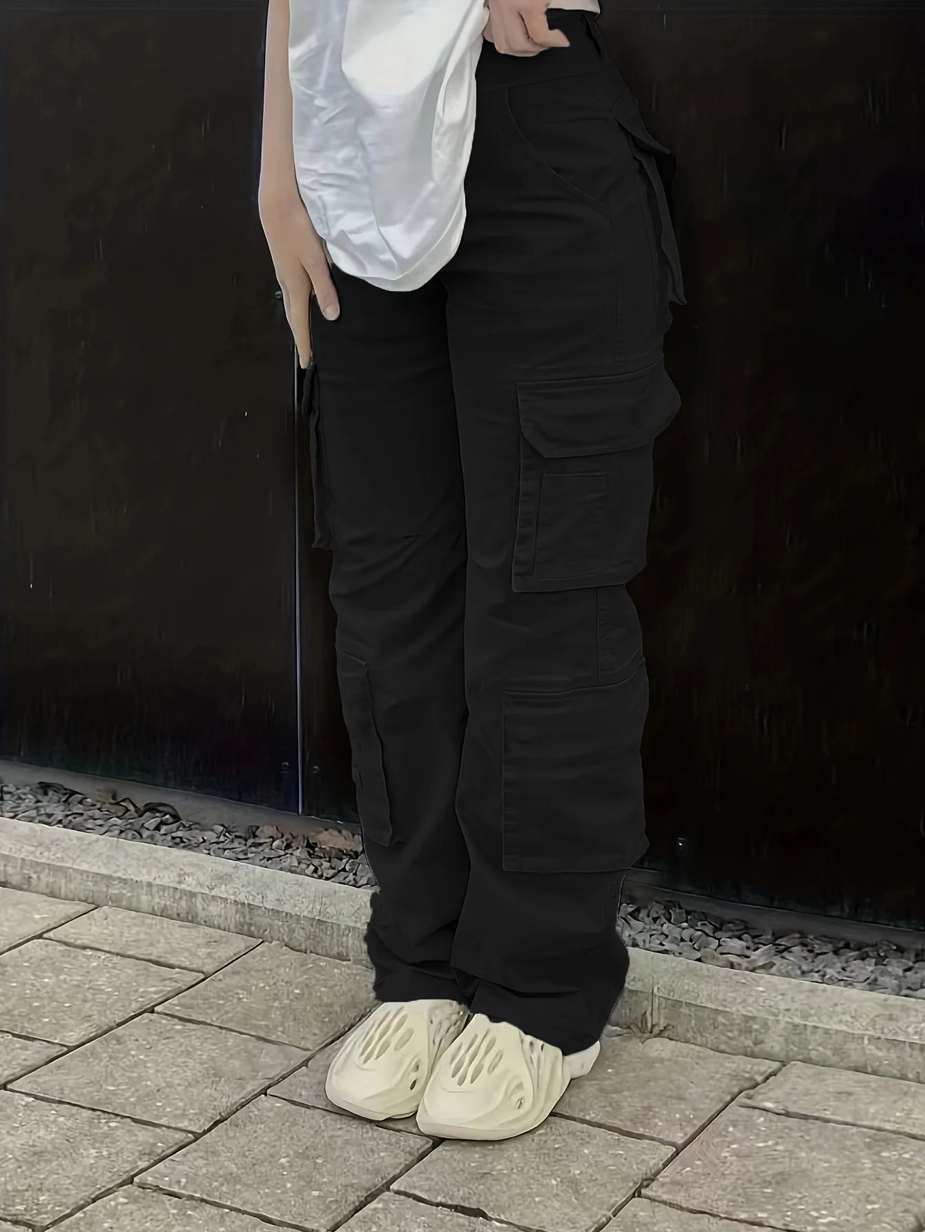 Y2K Boyfriend jeans Women's cargo pants with multiple pockets High-waisted loose straight-leg pants