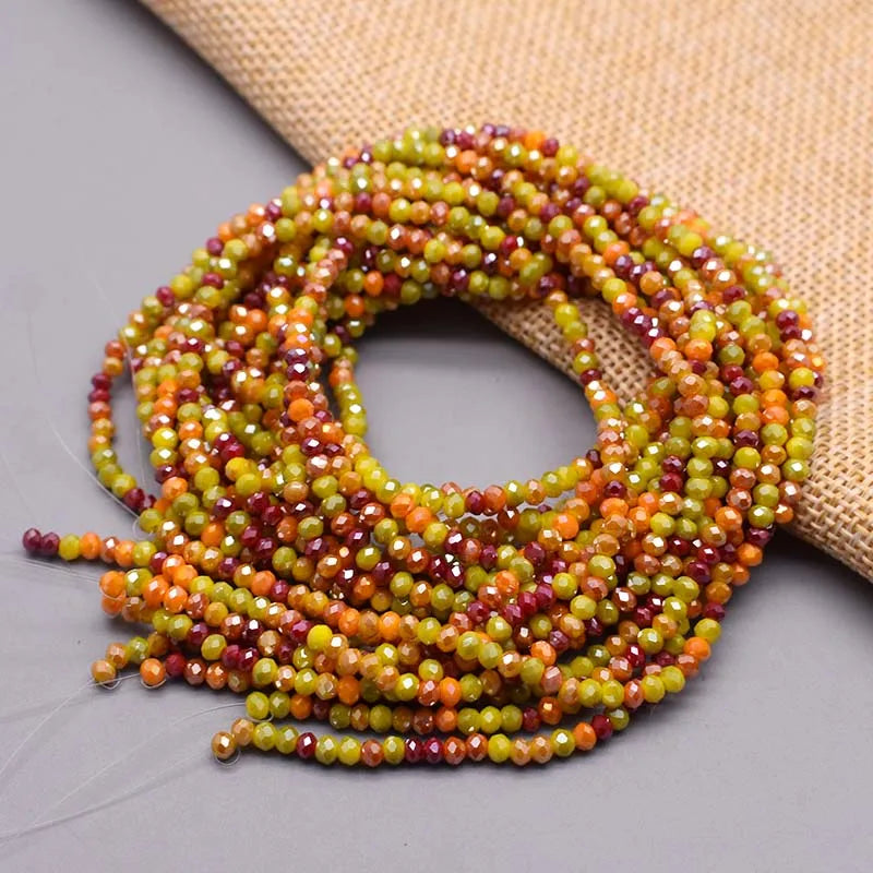 New 2mm 162pcs Faceted Crystal Glass Beads Seed Rondelle Crystal Loose Spacer Beads for Jewelry Making DIY Necklace Bracelet