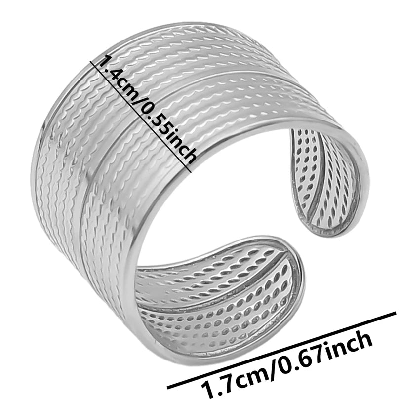 6Pcs/Lot Stainless Steel Exaggerated Irregular Hammered Chunky Open Rings Vintage Personality Hollow Layered Men Anillos Jewelry