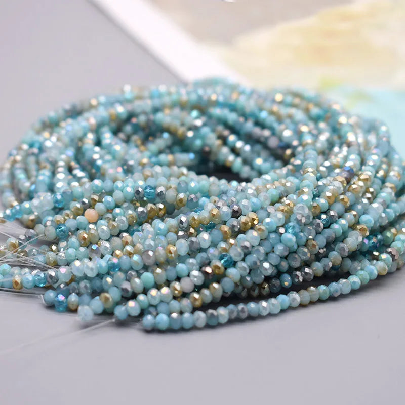 New 2mm 162pcs Faceted Crystal Glass Beads Seed Rondelle Crystal Loose Spacer Beads for Jewelry Making DIY Necklace Bracelet