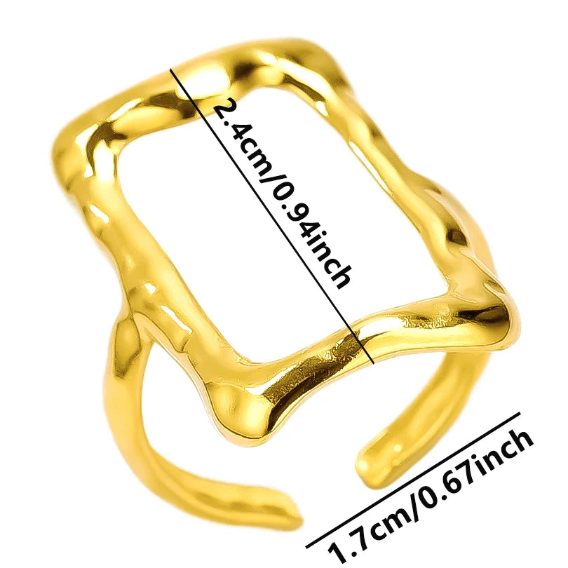 6Pcs/Lot Stainless Steel Exaggerated Irregular Hammered Chunky Open Rings Vintage Personality Hollow Layered Men Anillos Jewelry