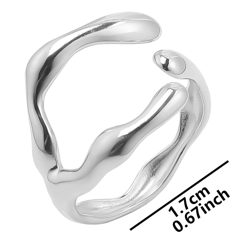 6Pcs/Lot Stainless Steel Exaggerated Irregular Hammered Chunky Open Rings Vintage Personality Hollow Layered Men Anillos Jewelry