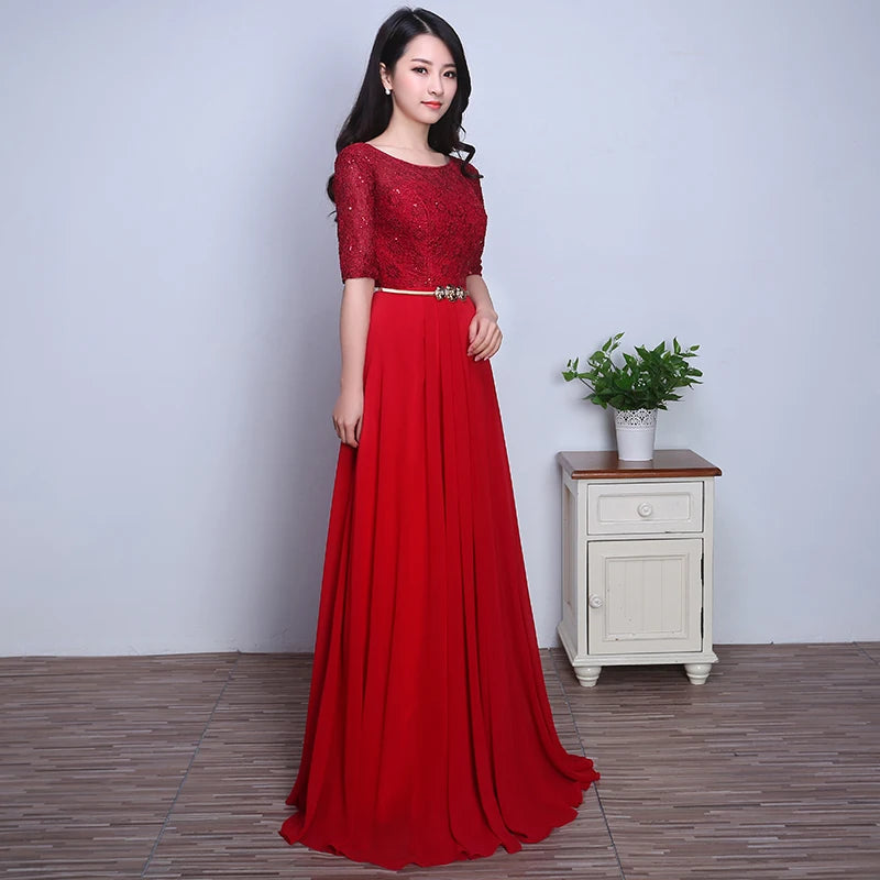 Dongcmy 2025 Fashion Evening Dress Lace Bridal Married Red Long Robe Soiree Formal Vestidos Longo Customized Dresses