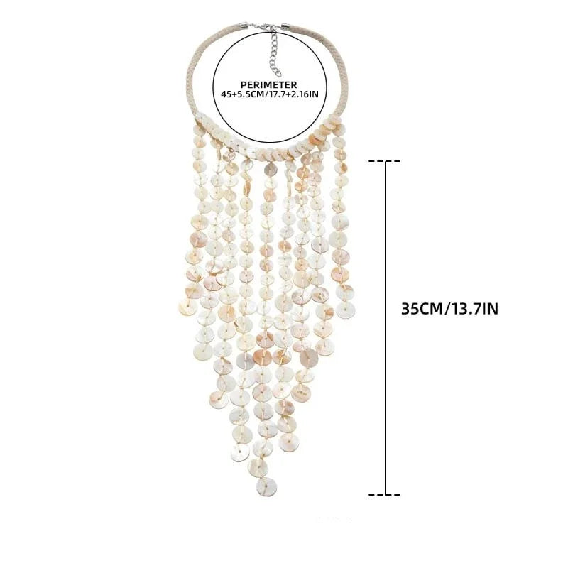 Bead Handmade Woven Shell Tassel Necklace Summer Beach Style Multi-layered Collarbone Chain Women's Fashion Jewelry Accessories