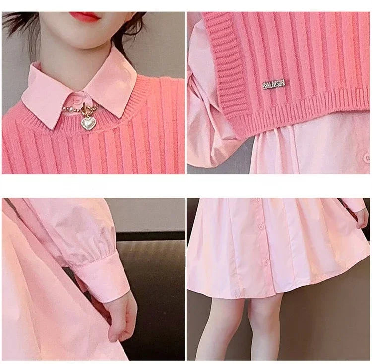 Dresses for Girls Girls Casual Dresses Clothes Rose Pink Dress Suit Big Girls Party Princess Girl Dress Children