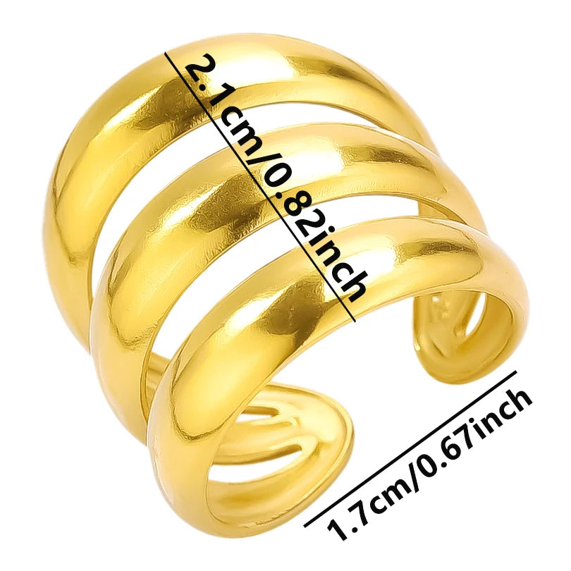 6Pcs/Lot Stainless Steel Exaggerated Irregular Hammered Chunky Open Rings Vintage Personality Hollow Layered Men Anillos Jewelry